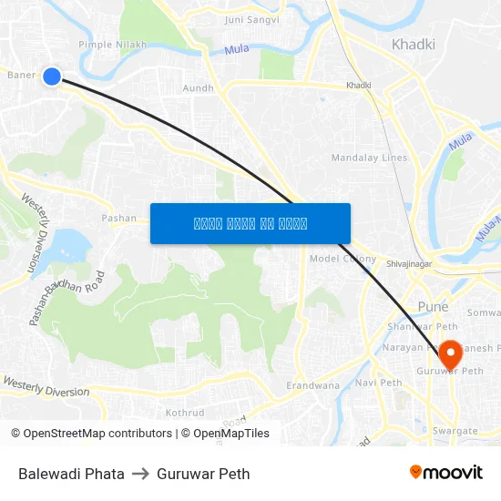 बालेवाड़ी फाटा to गुरुवार पेठ map
