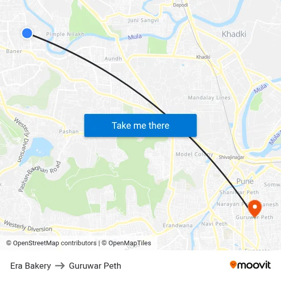 Era Bakery to Guruwar Peth map