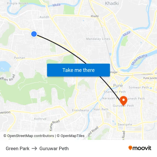 Green Park to Guruwar Peth map
