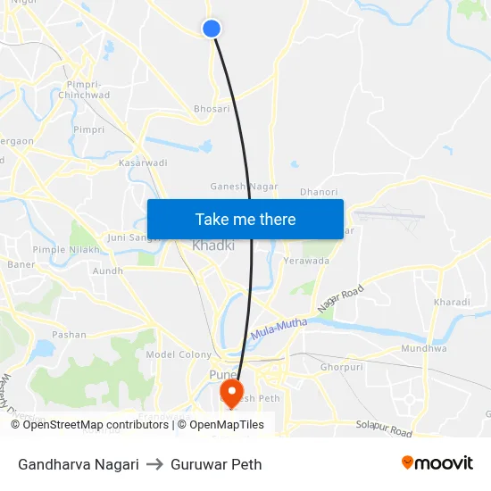 गंधर्व नगरी to गुरुवार पेठ map