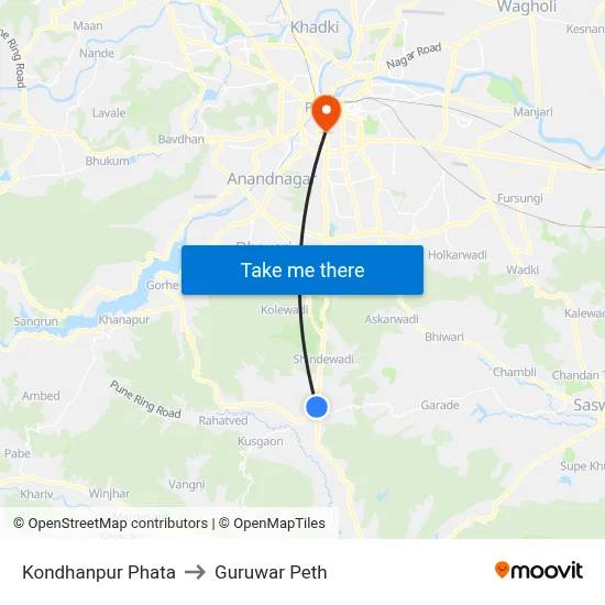 कोंढणपुर फाटा to गुरुवार पेठ map