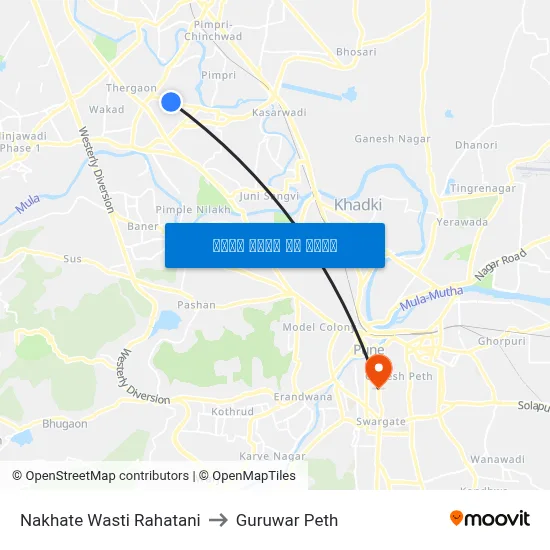 नखाते वस्ती रहाटणी to गुरुवार पेठ map
