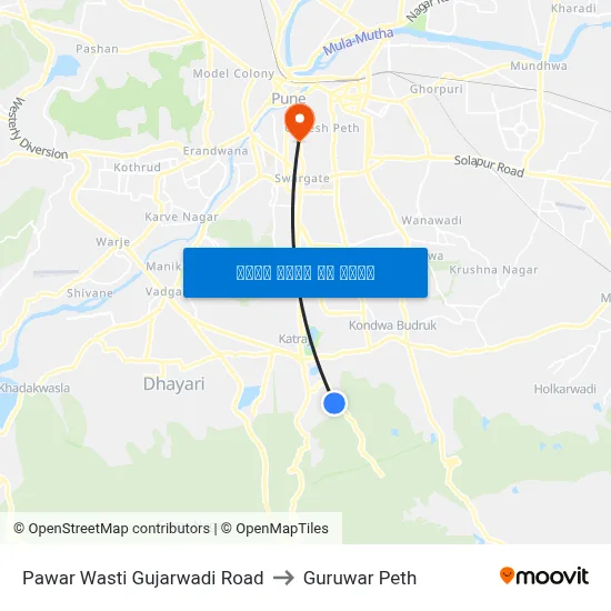 पवार वस्ती गुजरवाड़ी रोड to गुरुवार पेठ map