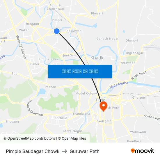 पिंपले सौदागर चौक to गुरुवार पेठ map