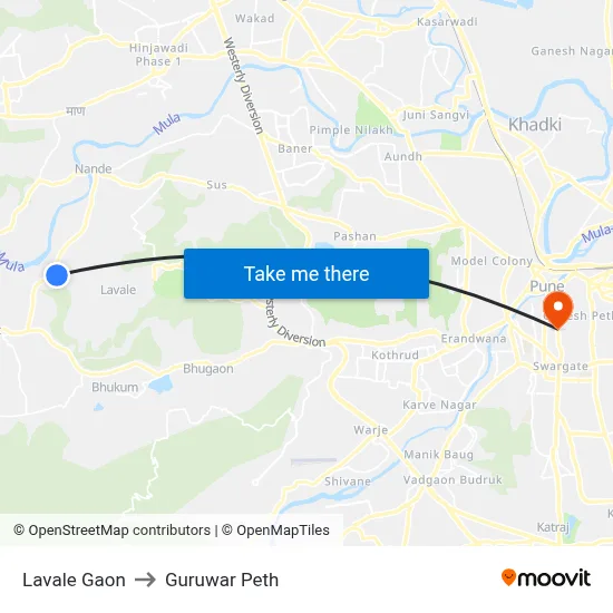 Lavale Gaon to Guruwar Peth map