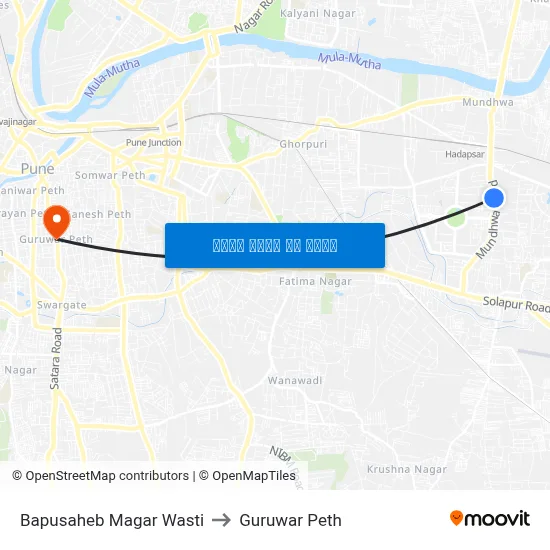 बापूसाहेब मगर वस्ती to गुरुवार पेठ map