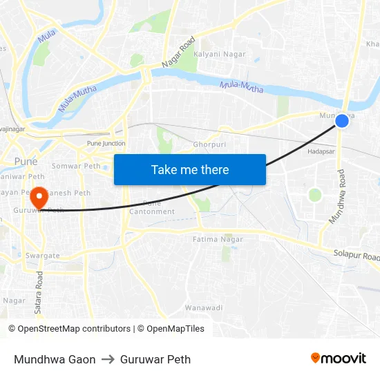मुंढवा गाँव to गुरुवार पेठ map