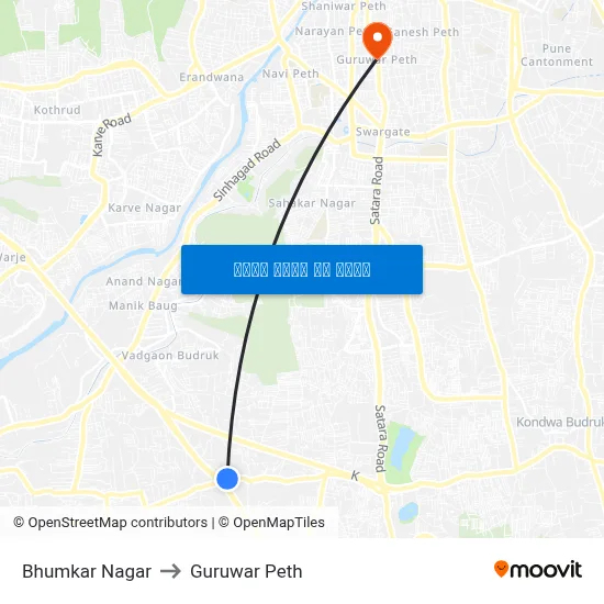 भुमकर नगर to गुरुवार पेठ map