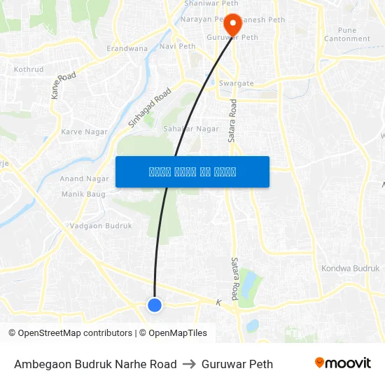 अंबेगाव बुद्रुक नरहे रोड to गुरुवार पेठ map