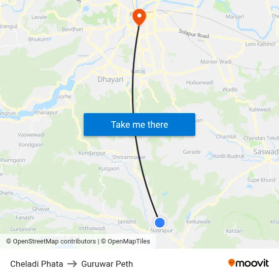 Cheladi Phata to Guruwar Peth map
