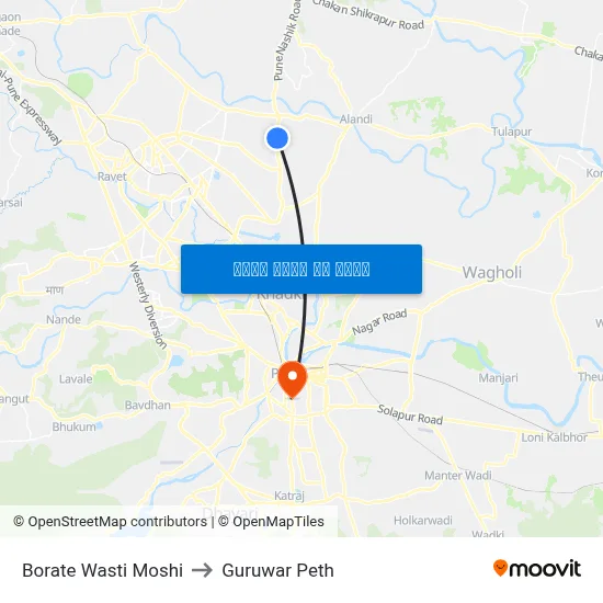 बोराटे वस्ती मोशी to गुरुवार पेठ map