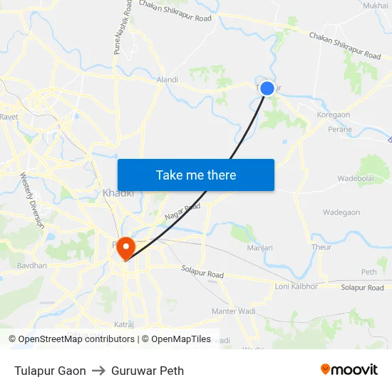 Tulapur Gaon to Guruwar Peth map