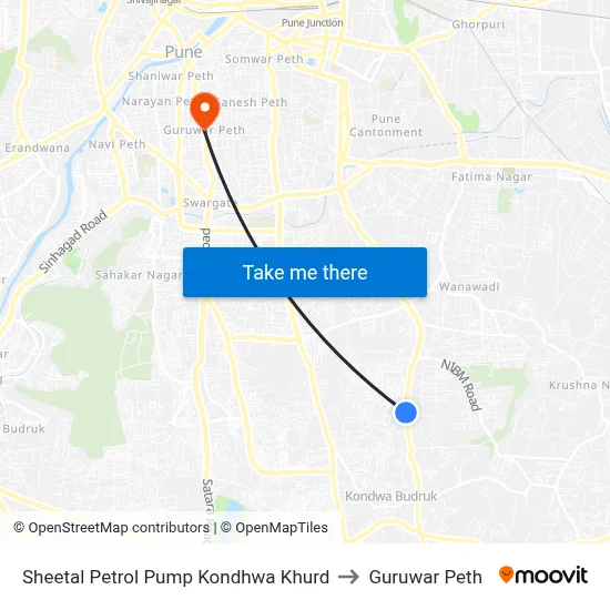 शीतल पेट्रोल पंप कोंढवा खुर्द to गुरुवार पेठ map