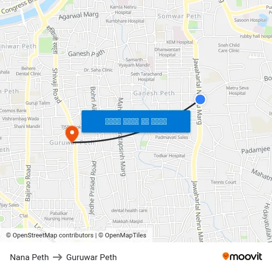 Nana Peth to Guruwar Peth map
