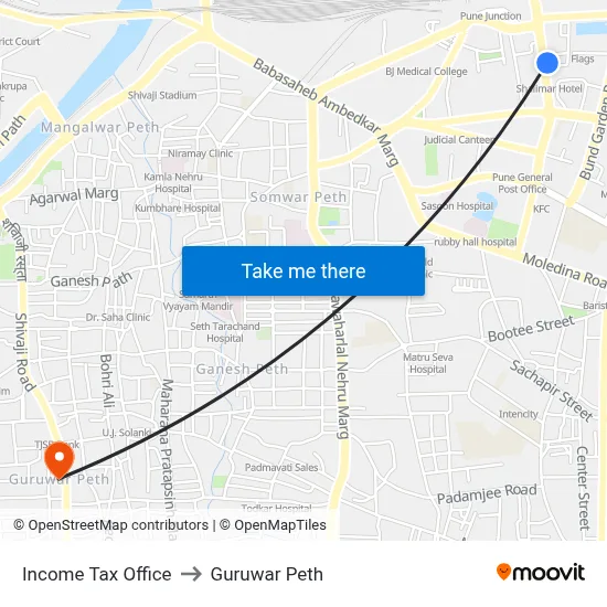 Income Tax Office to Guruwar Peth map