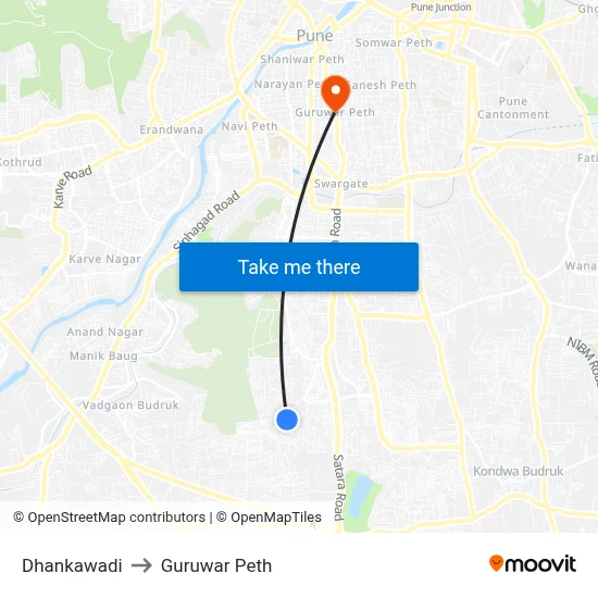 Dhankawadi to Guruwar Peth map