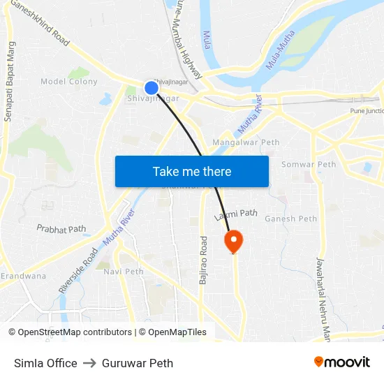 Simla Office to Guruwar Peth map