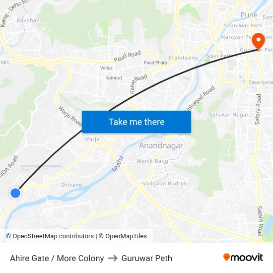 अहिरे गेट / मोरे कॉलोनी to गुरुवार पेठ map