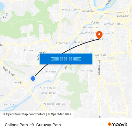 गलिंडे पथ to गुरुवार पेठ map