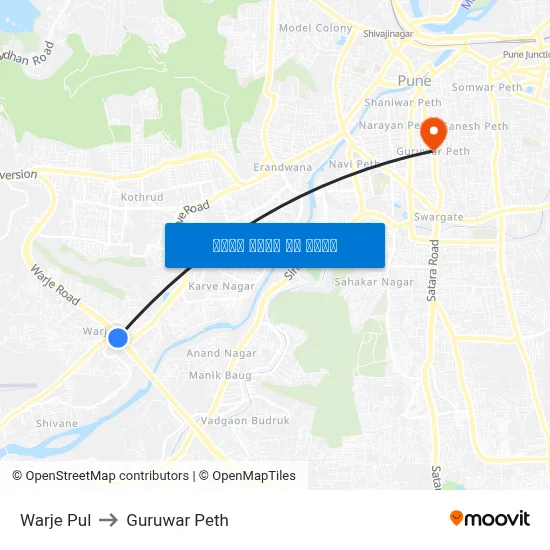 वारजे पुल to गुरुवार पेठ map
