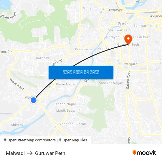 मालवाड़ी to गुरुवार पेठ map