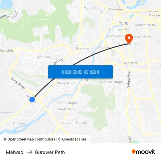 मालवाड़ी to गुरुवार पेठ map