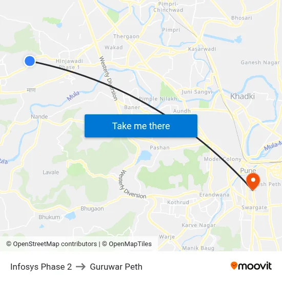Infosys Phase 2 to Guruwar Peth map