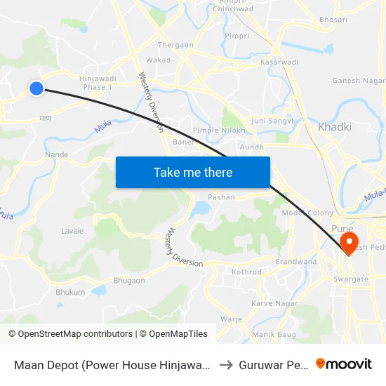 मान डिपो (पावर हाउस हिंजवाडी) to गुरुवार पेठ map