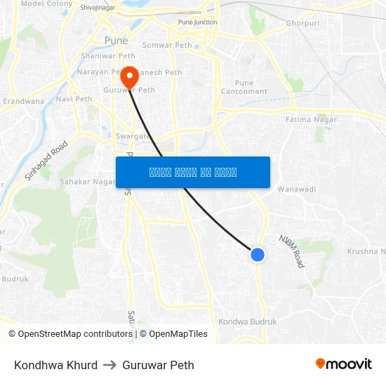 कोंढवा खुर्द to गुरुवार पेठ map