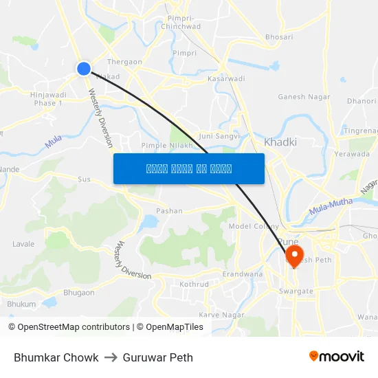 Bhumkar Chowk to Guruwar Peth map