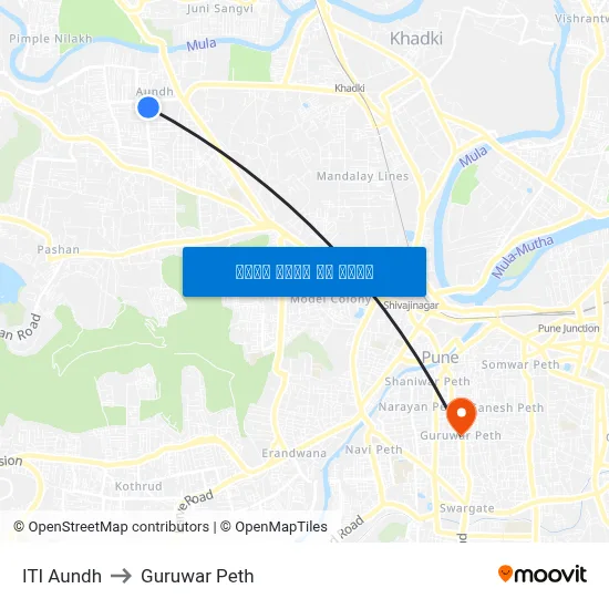 आईटीआई औंध to गुरुवार पेठ map