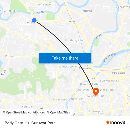बॉडी गेट to गुरुवार पेठ map