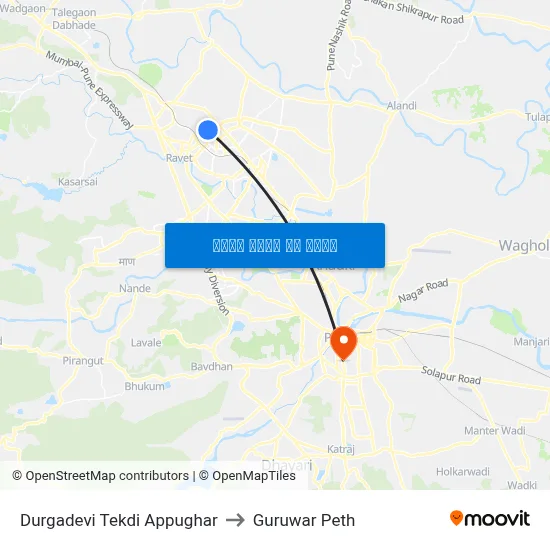 दुर्गादेवी टेकडी अप्पूघर to गुरुवार पेठ map