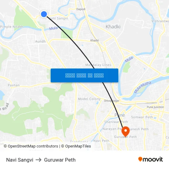 नवी सांगवी to गुरुवार पेठ map