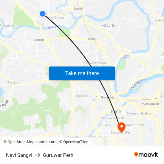 Navi Sangvi to Guruwar Peth map