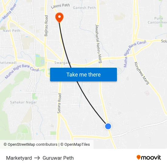 मार्केट यार्ड to गुरुवार पेठ map