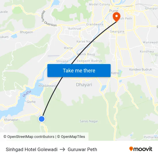 सिंहगड होटल गोलेवाडी to गुरुवार पेठ map