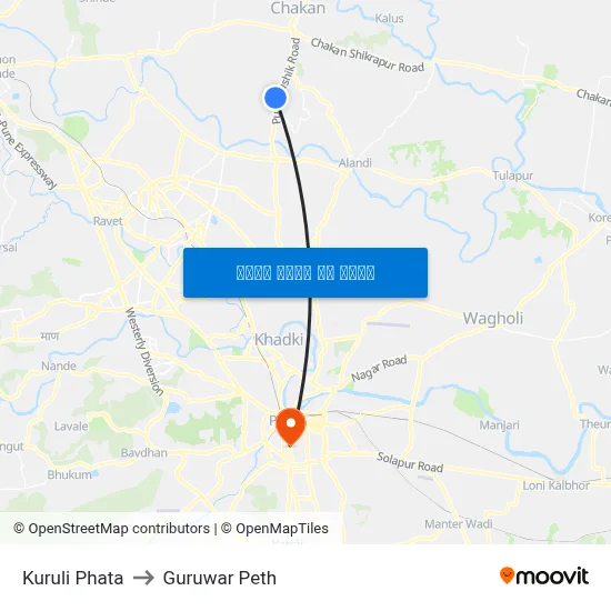 कुरुली फाटा to गुरुवार पेठ map