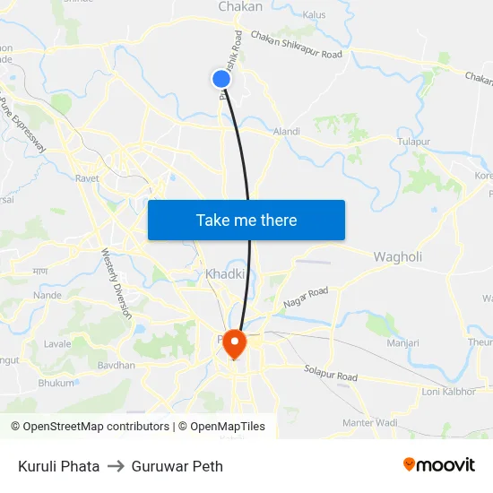 कुरुली फाटा to गुरुवार पेठ map