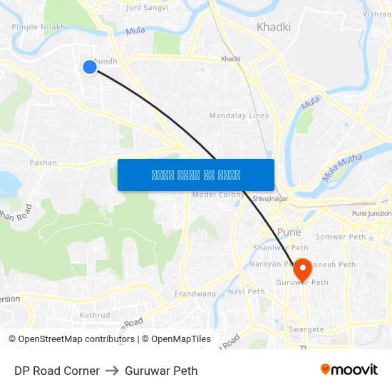 DP Road Corner to Guruwar Peth map