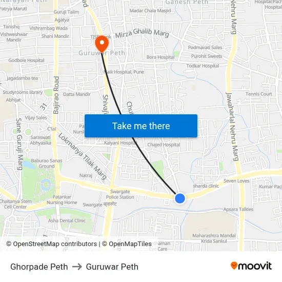 घोरपडे पेठ to गुरुवार पेठ map