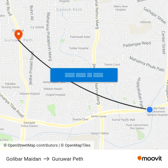 गोलीबार मैदान to गुरुवार पेठ map