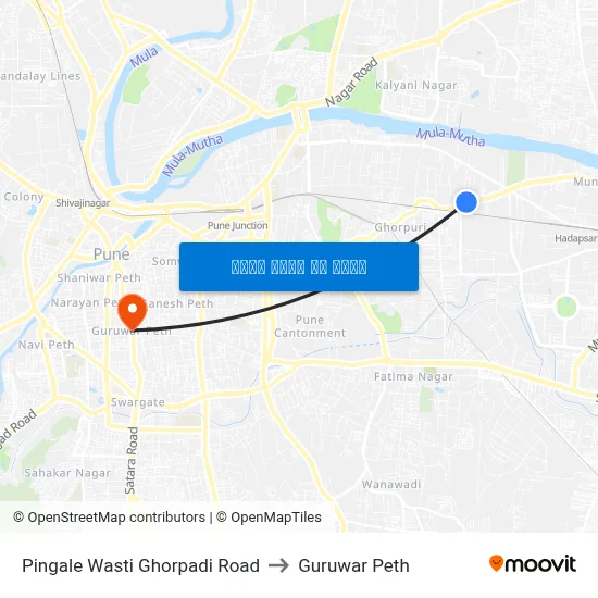 पिंगले वस्ती घोरपडी रोड to गुरुवार पेठ map