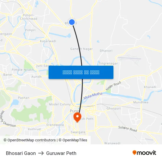 भोसरी गाव to गुरुवार पेठ map