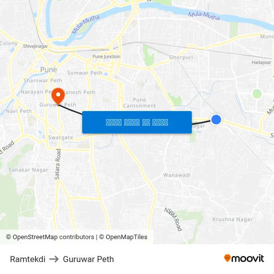 रामटेकडी to गुरुवार पेठ map