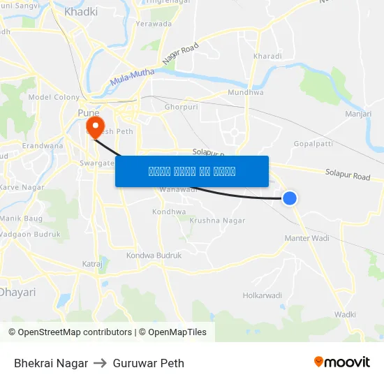 Bhekrai Nagar to Guruwar Peth map