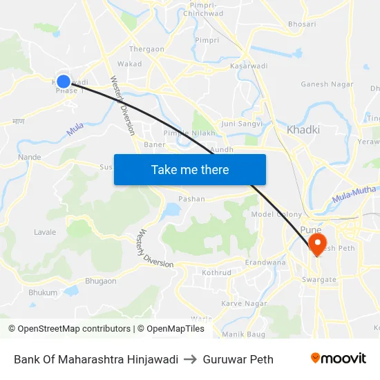बैंक ऑफ महाराष्ट्र हिंजवाड़ी to गुरुवार पेठ map