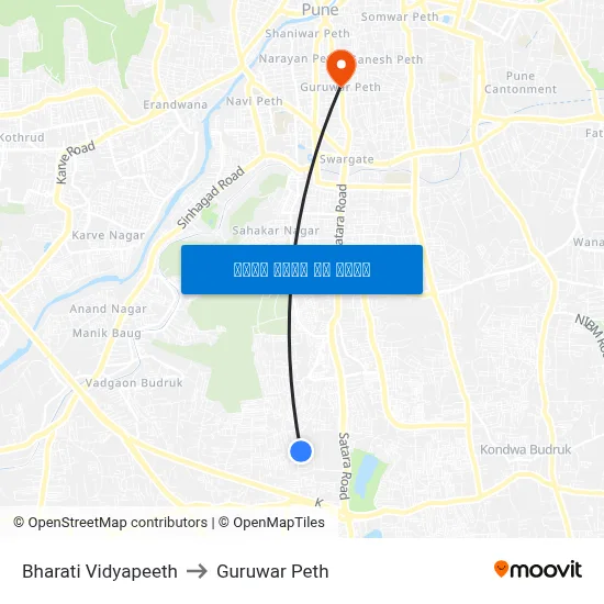 भारती विद्यापीठ to गुरुवार पेठ map