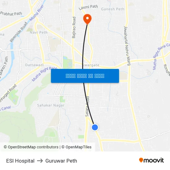 ESI Hospital to Guruwar Peth map