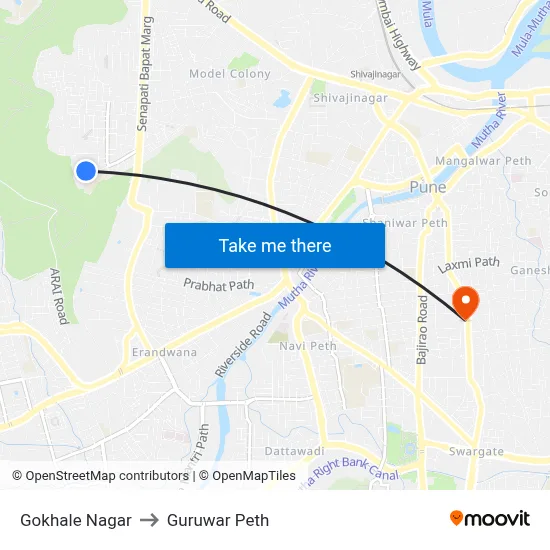 Gokhale Nagar to Guruwar Peth map